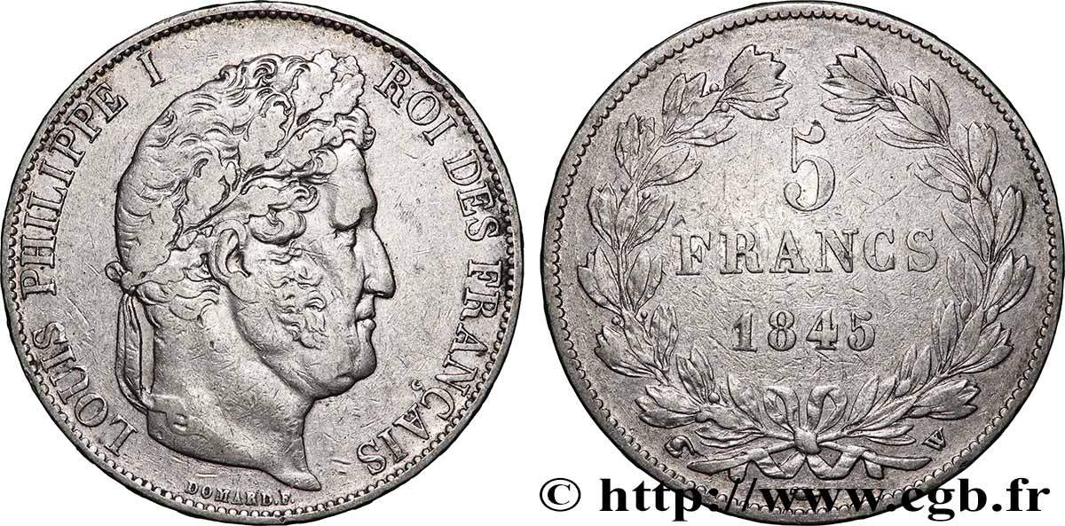 5 francs IIIe type Domard 1845 Lille F.325/9 TB+ 