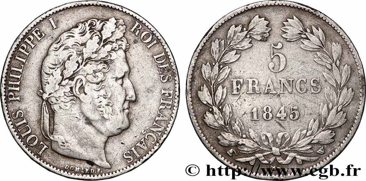 5 francs IIIe type Domard 1845 Lille F.325/9 q.BB 