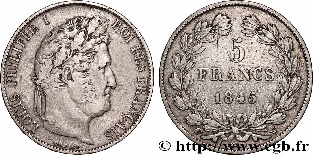 5 francs IIIe type Domard 1845 Lille F.325/9 TB+ 