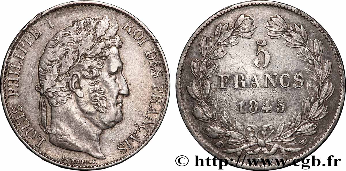 5 francs IIIe type Domard 1845 Lille F.325/9 MBC 