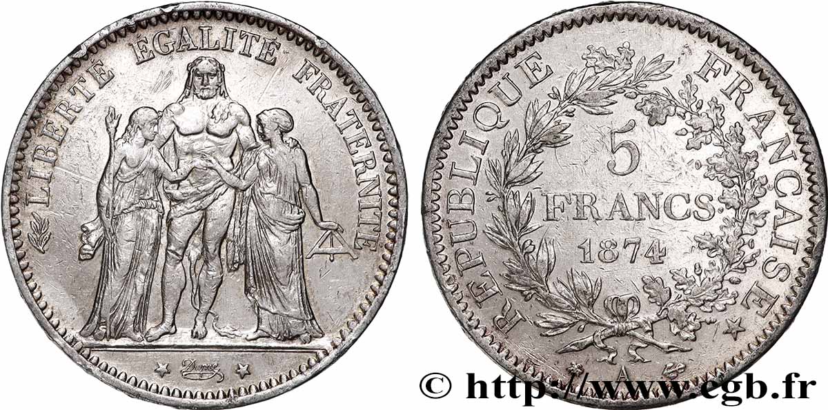 5 francs Hercule 1874 Paris F.334/12 q.BB 
