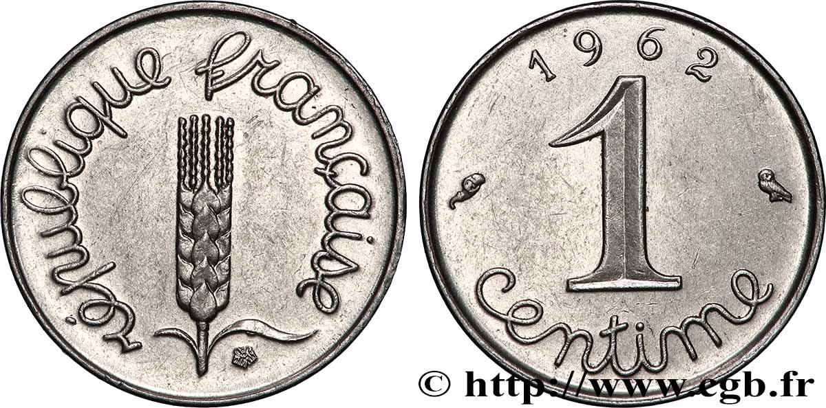 1 centime Épi, avec rebord 1962 Paris F.106/5 TTB+ 