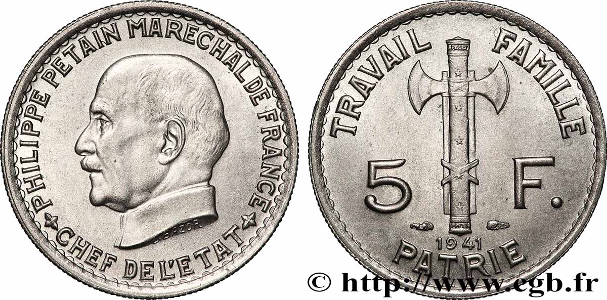 5 francs Pétain 1941  F.338/2 SPL 