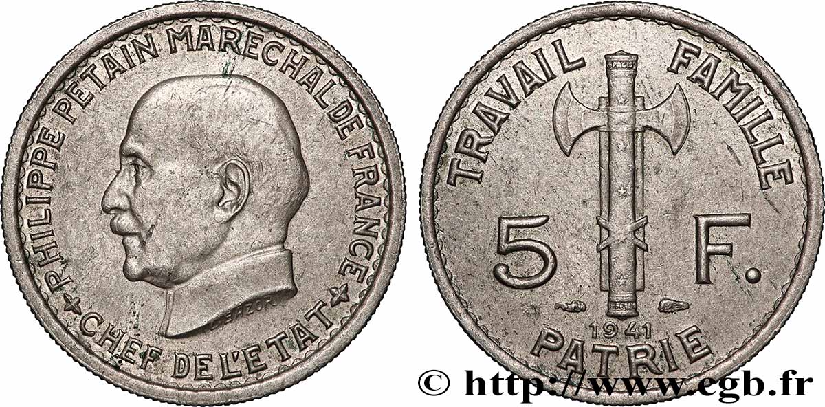 5 francs Pétain 1941  F.338/2 AU 