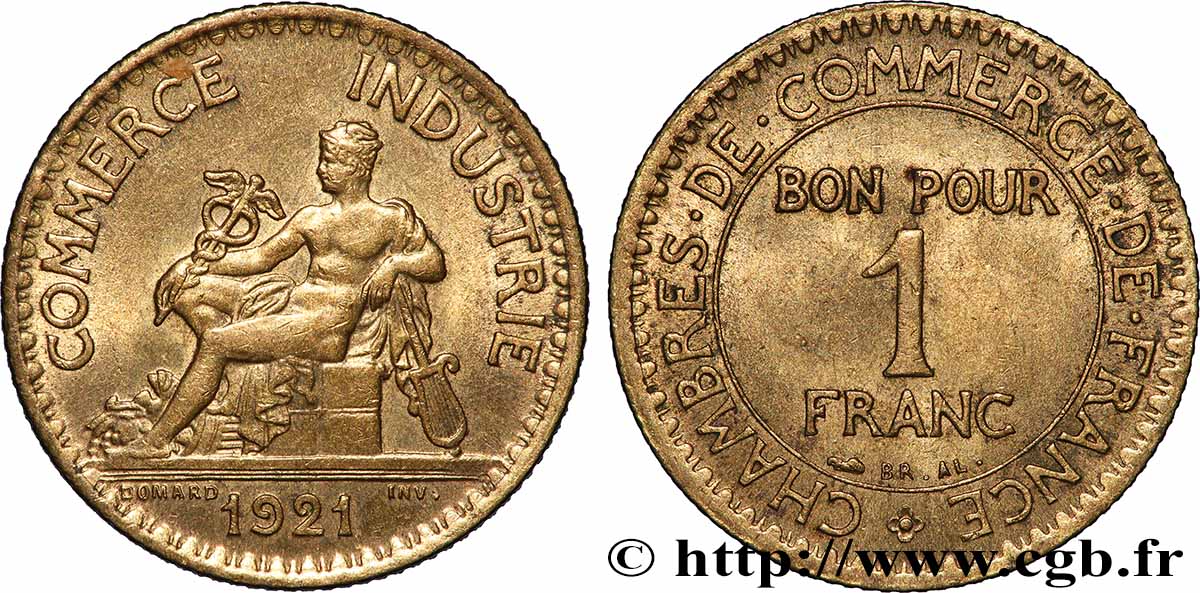 1 franc Chambres de Commerce 1921 Paris F.218/3 TTB+ 