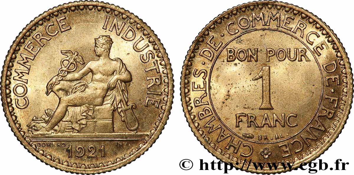 1 franc Chambres de Commerce 1921 Paris F.218/3 AU 