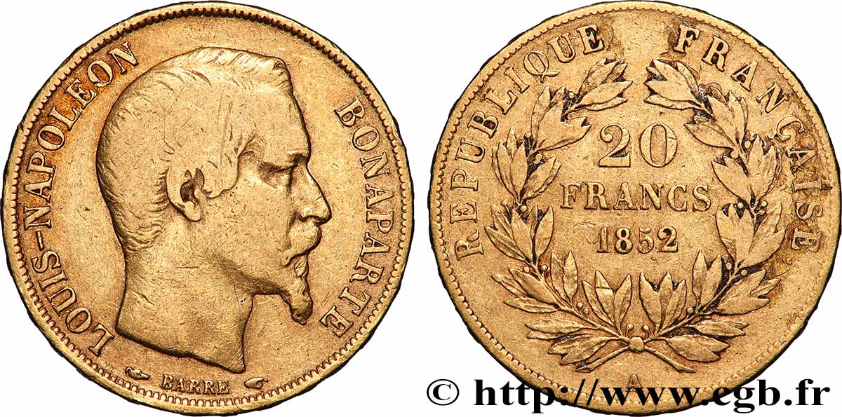 20 francs or Louis-Napoléon 1852 Paris F.530/1 MB 