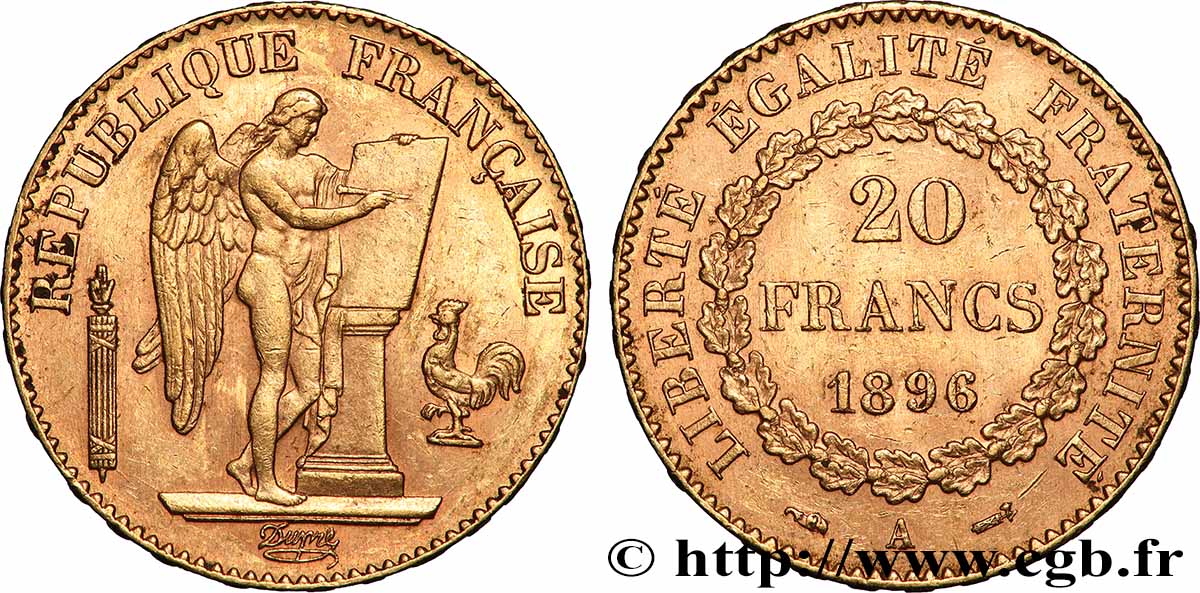 20 francs or Génie, Troisième République 1896 Paris F.533/20 SS 