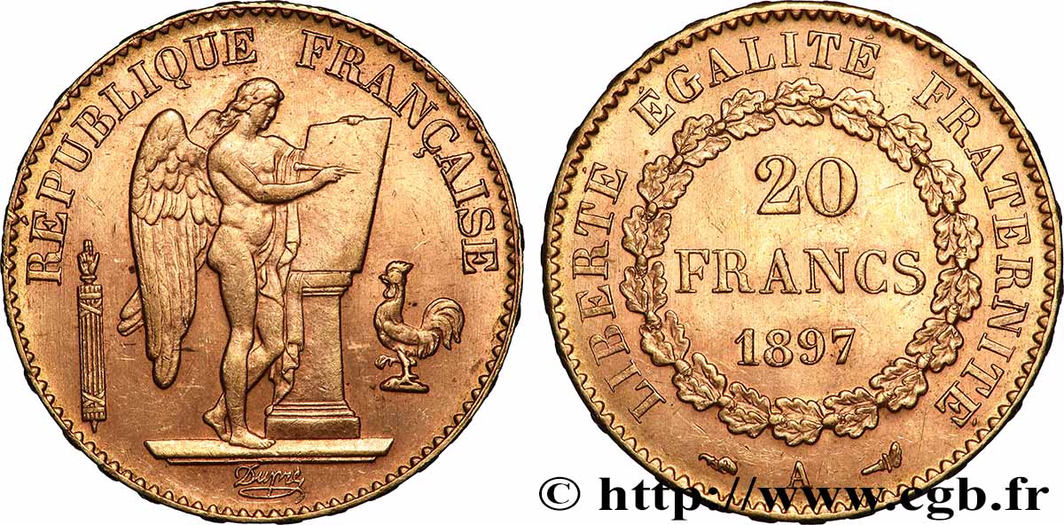 20 francs or Génie, Troisième République 1897 Paris F.533/22 TTB 