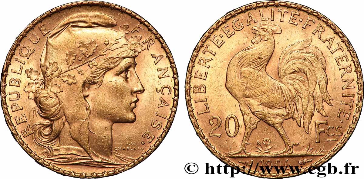 20 francs or Coq, Dieu protège la France 1906 Paris F.534/11 fVZ 