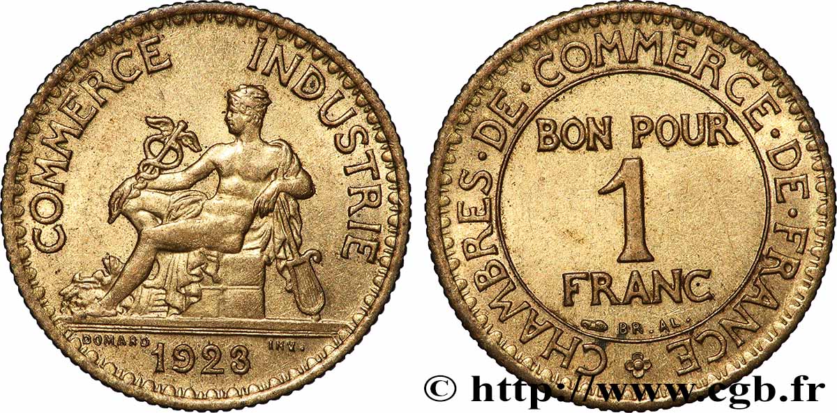 1 franc Chambres de Commerce 1923 Paris F.218/5 AU 