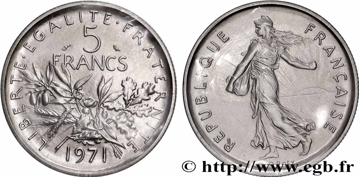 5 francs Semeuse, nickel 1971 Paris F.341/3 MS 