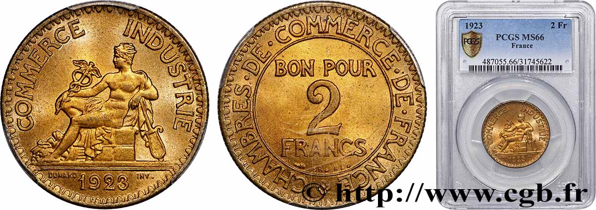 2 francs Chambres de Commerce 1923  F.267/5 FDC66 PCGS