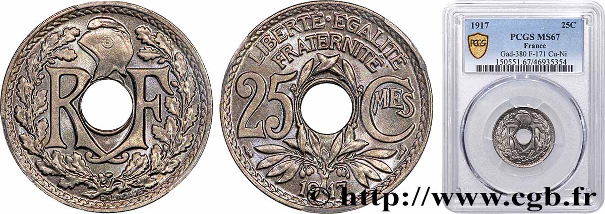 25 centimes Lindauer 1917  F.171/1 FDC67 PCGS