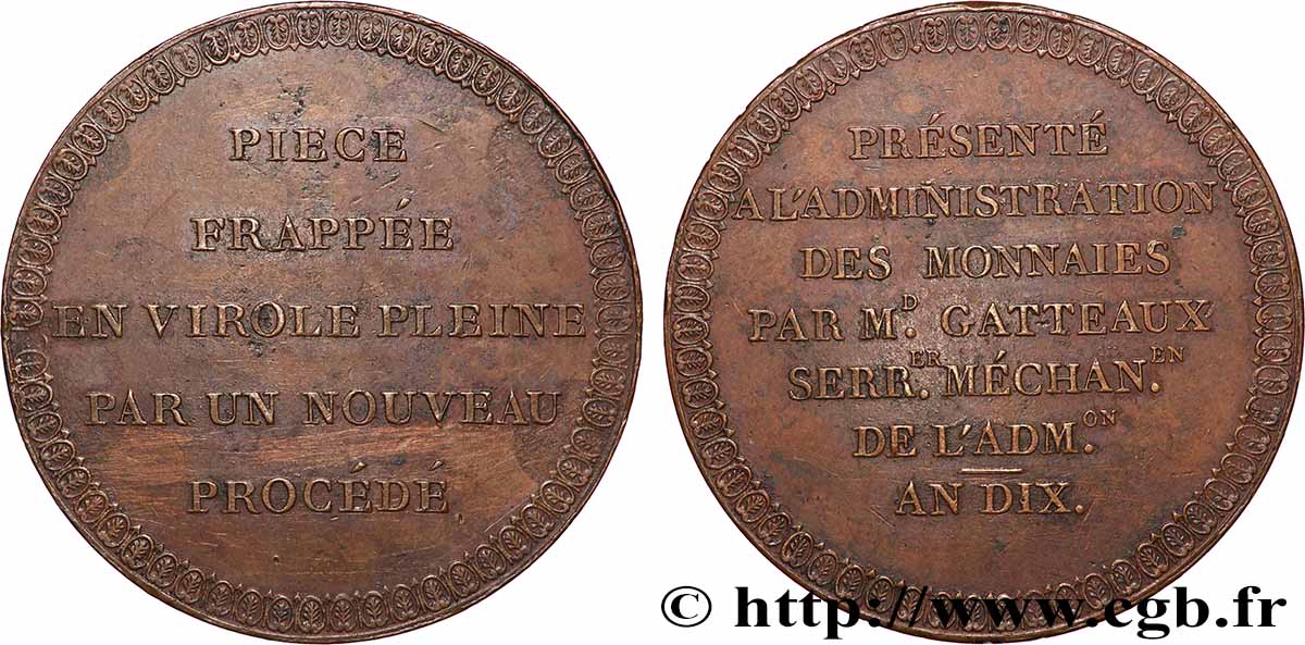 Essai de frappe au Module de 5 francs par Gatteaux 1802  Maz.610 a AU 