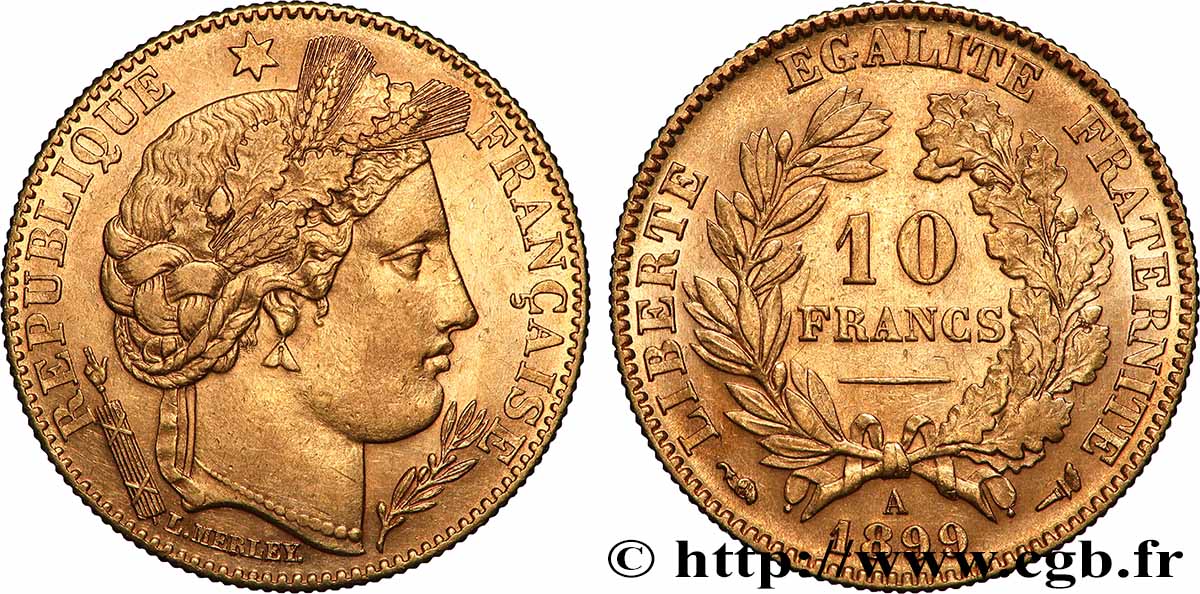 10 francs or Cérès, Troisième République 1899 Paris F.508/5 SUP 