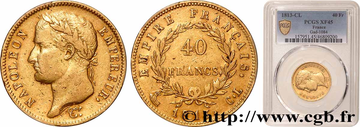 40 francs or Napoléon tête laurée, Empire français 1813 Gênes F.541/12 TTB45 PCGS