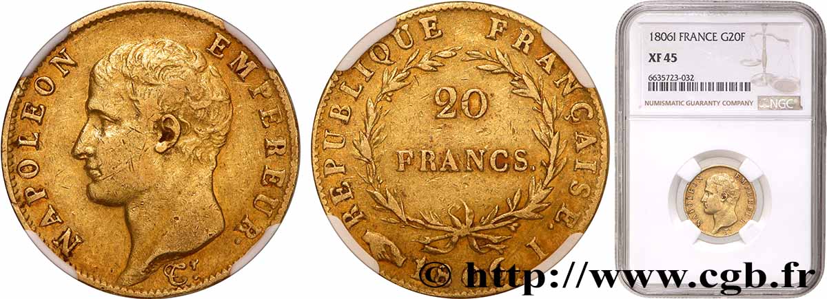 20 francs or Napoléon tête nue, Calendrier grégorien 1806 Limoges F.513/2 TTB45 NGC
