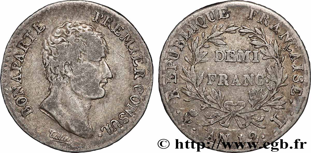 Demi-franc Bonaparte Premier Consul 1804 Bayonne F.173/9 VF 