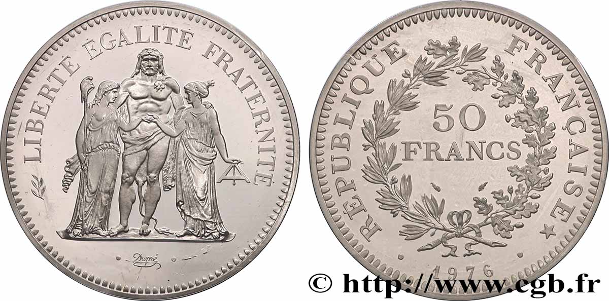 Piéfort Argent de 50 francs Hercule 1976  GEM.223 P1 FDC 