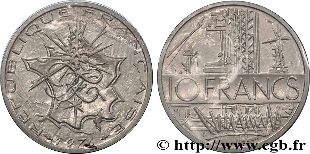 Piéfort argent de 10 francs Mathieu 1976 Pessac GEM.186 P2 FDC 