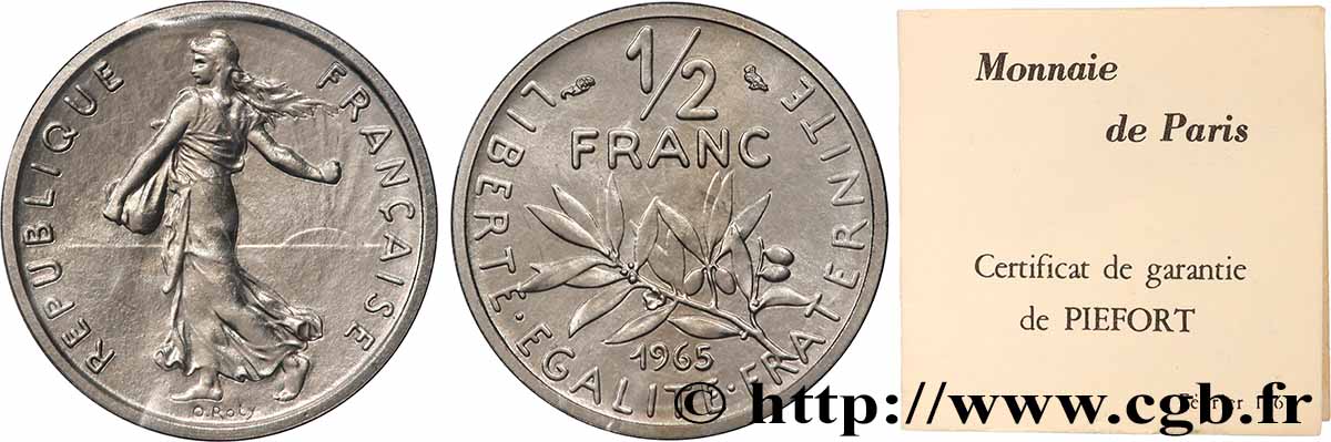 Piéfort argent de 1/2 franc Semeuse 1965 Paris GEM.91 P2 FDC 