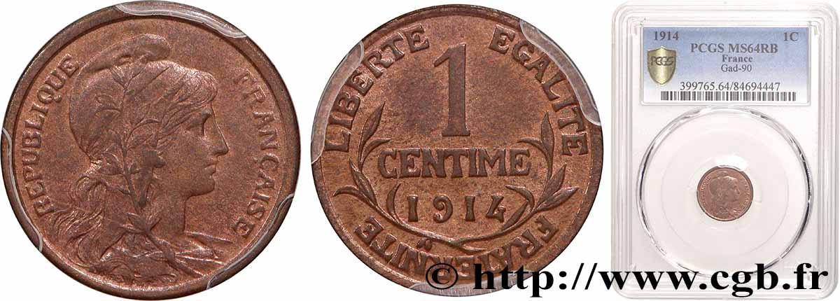 1 centime Daniel-Dupuis 1914 Paris F.105/16 MS64 PCGS