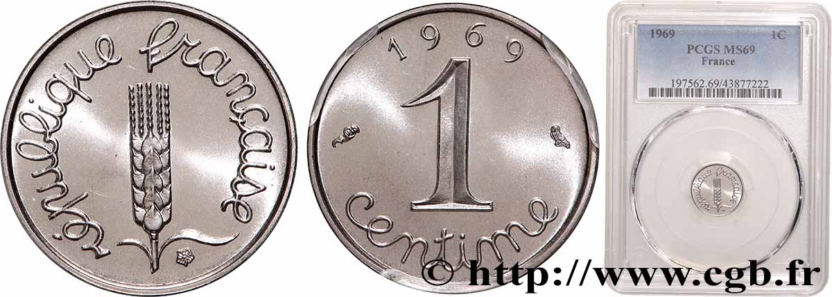 1 centime Épi 1969 Paris F.106/16 ST69 PCGS