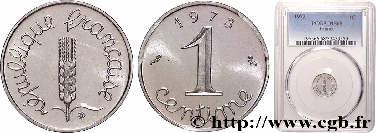 1 centime Épi 1973 Pessac F.106/23 ST68 PCGS