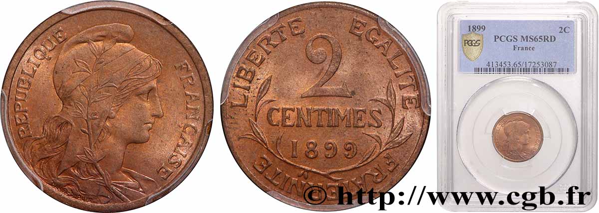 2 centimes Daniel-Dupuis 1899 Paris F.110/3 MS65 PCGS