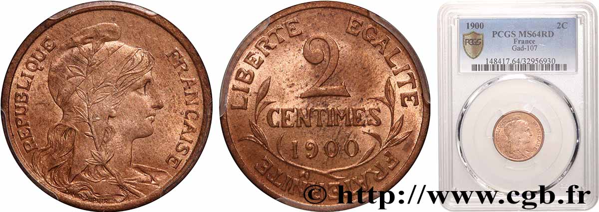 2 centimes Daniel-Dupuis 1900 Paris F.110/4 MS64 PCGS