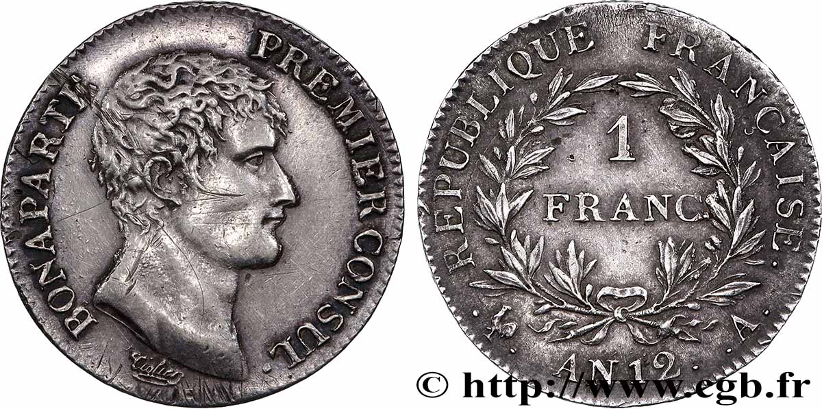 1 franc Bonaparte Premier Consul 1804 Paris F.200/8 XF 