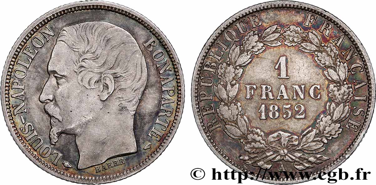 1 franc Louis-Napoléon 1852 Paris F.212/1 XF 