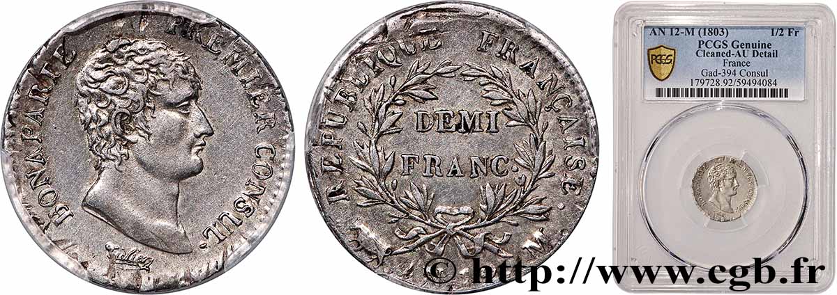 Demi-franc Bonaparte Premier Consul 1804 Toulouse F.173/10 AU PCGS