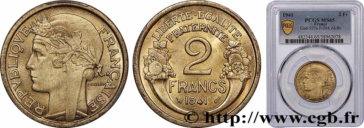 2 francs Morlon 1941  F.268/14 MS65 PCGS