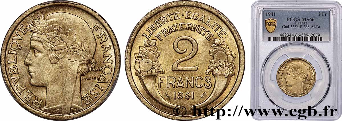 2 francs Morlon 1941  F.268/14 FDC66 PCGS