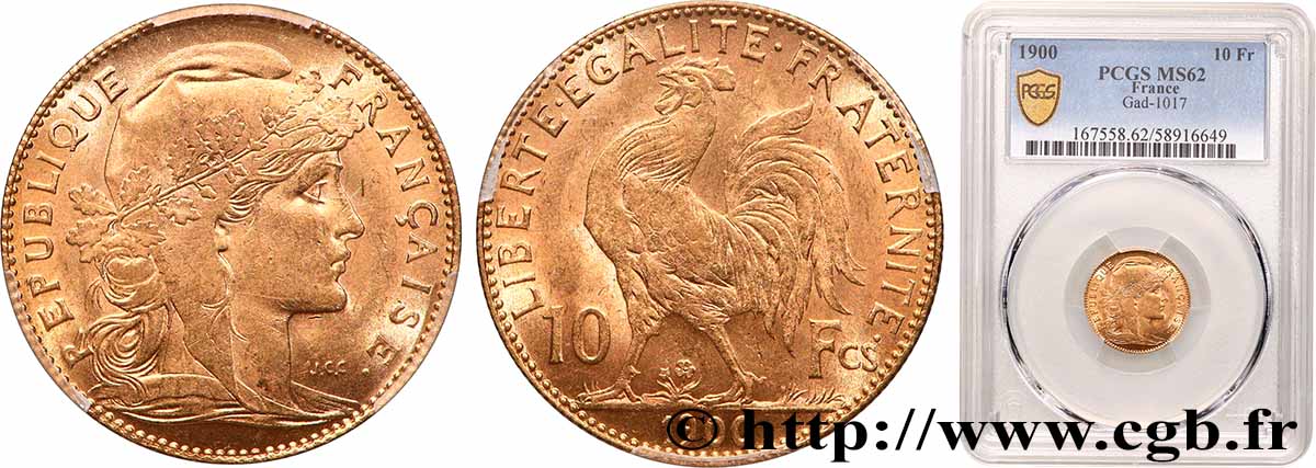 10 francs or Coq 1900 Paris F.509/3 SUP62 PCGS