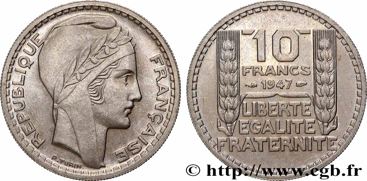 10 francs Turin, grosse tête 1947  F.361A/4 SUP 