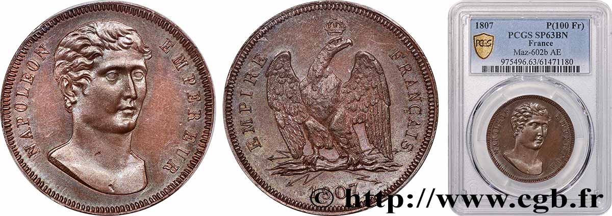 Module de 100 francs, essai de Vassallo 1807 Gênes T.T.1508 3 SPL63 PCGS