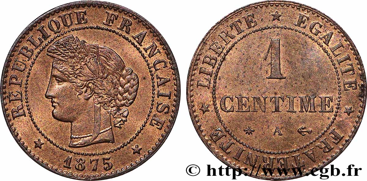 1 centime Cérès 1875 Paris F.104/4 SUP62 