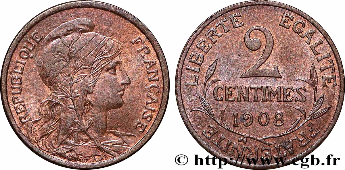2 centimes Daniel-Dupuis 1908 Paris F.110/11 SPL63 