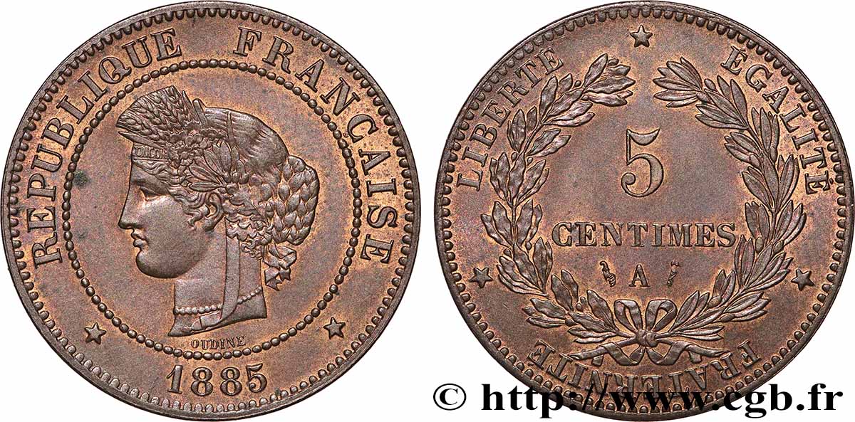 5 centimes Cérès 1885 Paris F.118/27 EBC62 