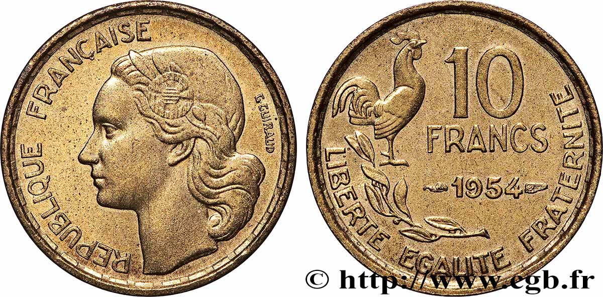 10 francs Guiraud 1954  F.363/10 SPL64 