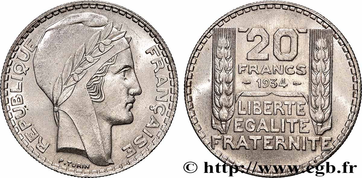 20 francs Turin 1934  F.400/6 SUP62 
