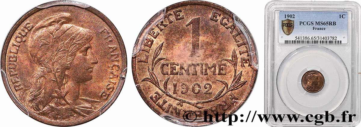 1 centime Daniel-Dupuis 1902 Paris F.105/7 MS65 PCGS