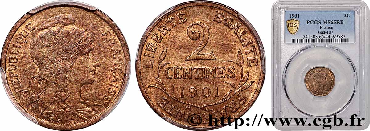 2 centimes Daniel-Dupuis 1901 Paris F.110/6 FDC65 PCGS