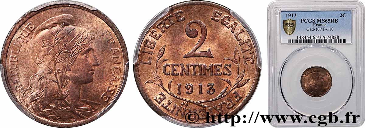 2 centimes Daniel-Dupuis 1913 Paris F.110/16 FDC65 PCGS