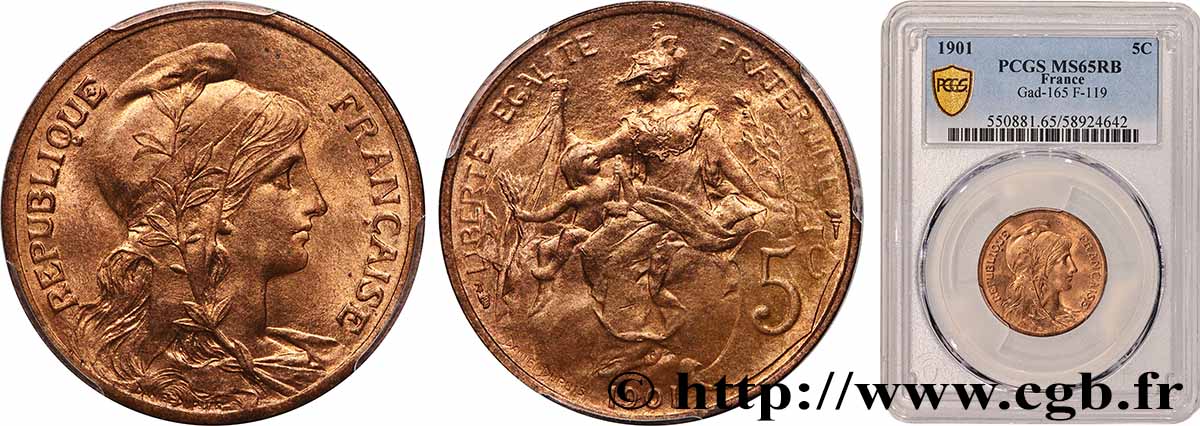 5 centimes Daniel-Dupuis 1901  F.119/11 FDC65 PCGS