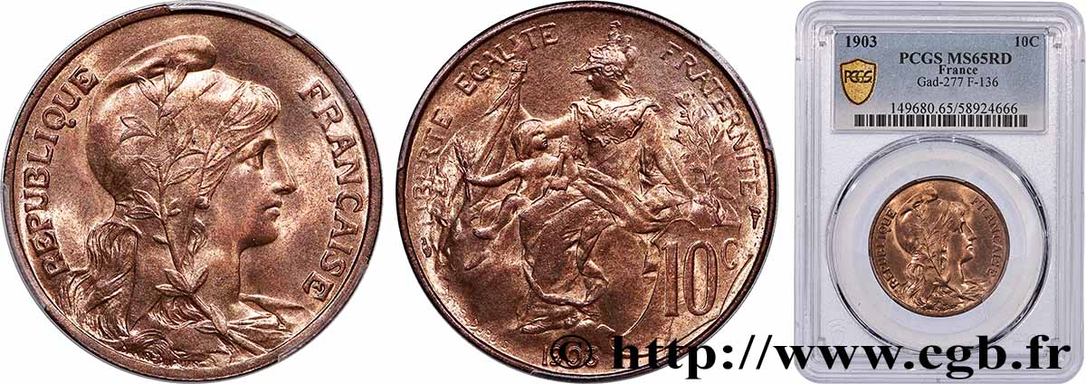 10 centimes Daniel-Dupuis 1903  F.136/12 FDC65 PCGS