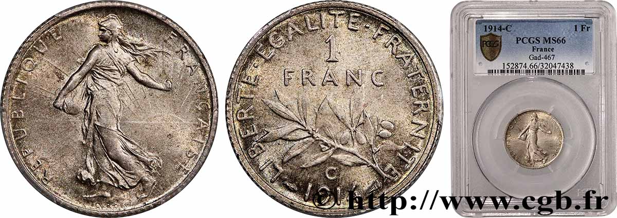 1 franc Semeuse 1914 Castelsarrasin F.217/20 MS66 PCGS